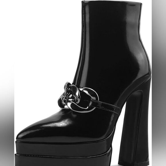 (W-4455) Covibesco Platform Ankle Boots For Women Chunky Heel Zippe Sz 38 (7.5) - Picture 10 of 17